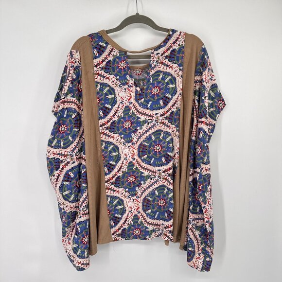 GiGiO Womens  Multicolor Bohemian Print poncho Top tunic size medium new - Picture 14 of 16
